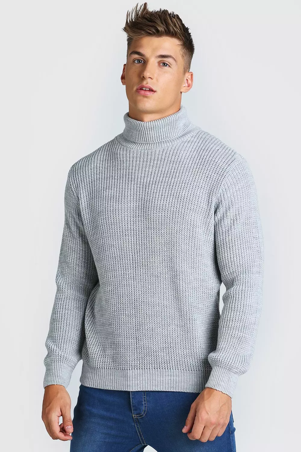 Chunky Ribbed Roll Neck Jumper boohooMAN